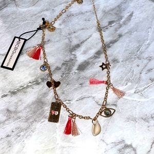 NEW BCBGENERATION the lovers evil eye gold color tassel necklace